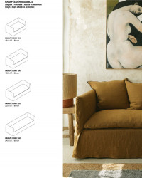 Canapé Boho 240 4pl en Lin Wabi Sabi stoned washed - Composable