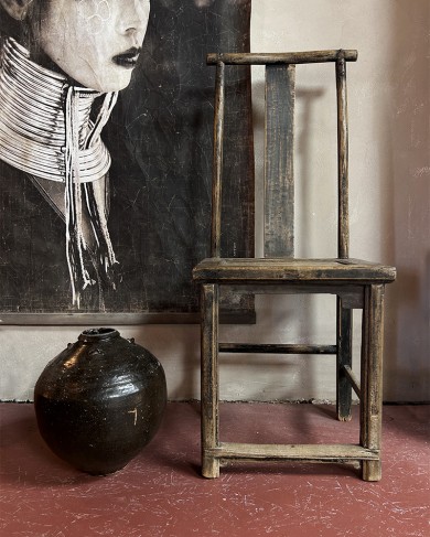 Chaise vintage Chinoise en bois - pièce unique