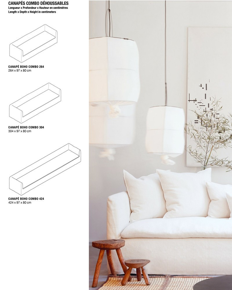 Canapé Boho 240 4pl en Lin Wabi Sabi stoned washed - Composable