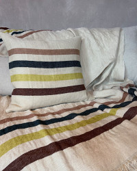 Housse de coussin & Fouta Lake stripe en lin par Libeco