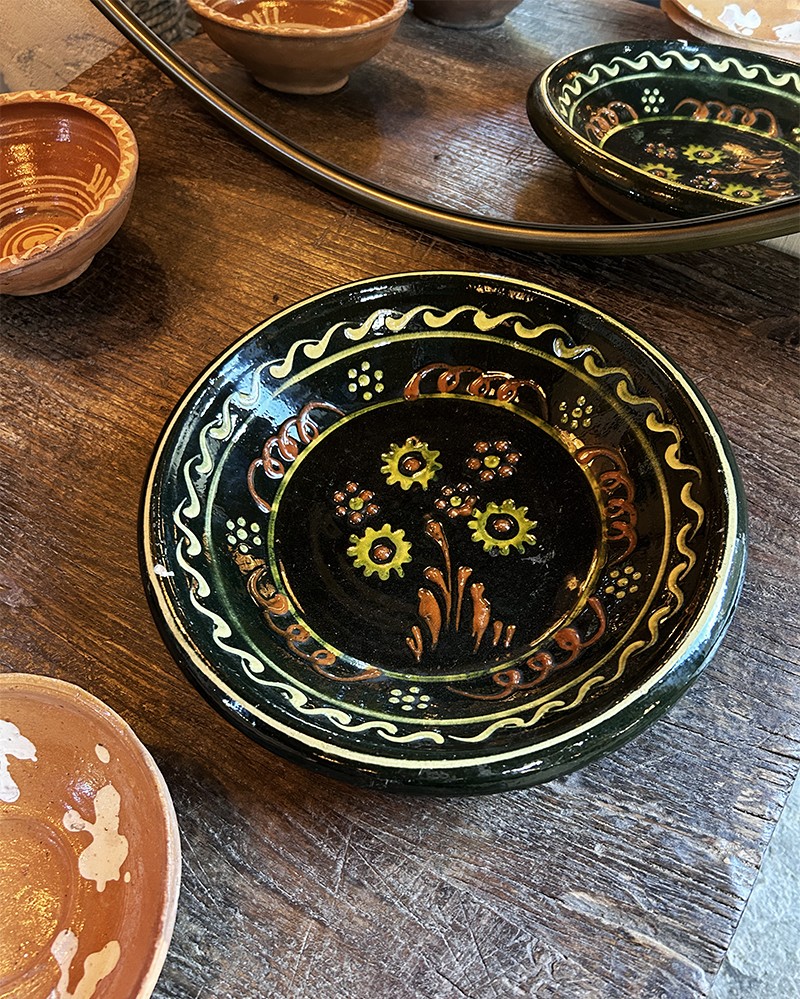Re-used vintage earthenware plate - unique piece