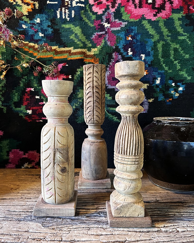 Wooden Candleholder High Iarna - unique piece