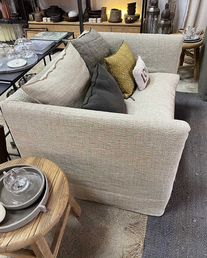 Canapé Boho 144 2pl en tissu lin & jute - Composable
