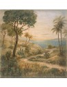 Creased paper Mediterranean Landscape