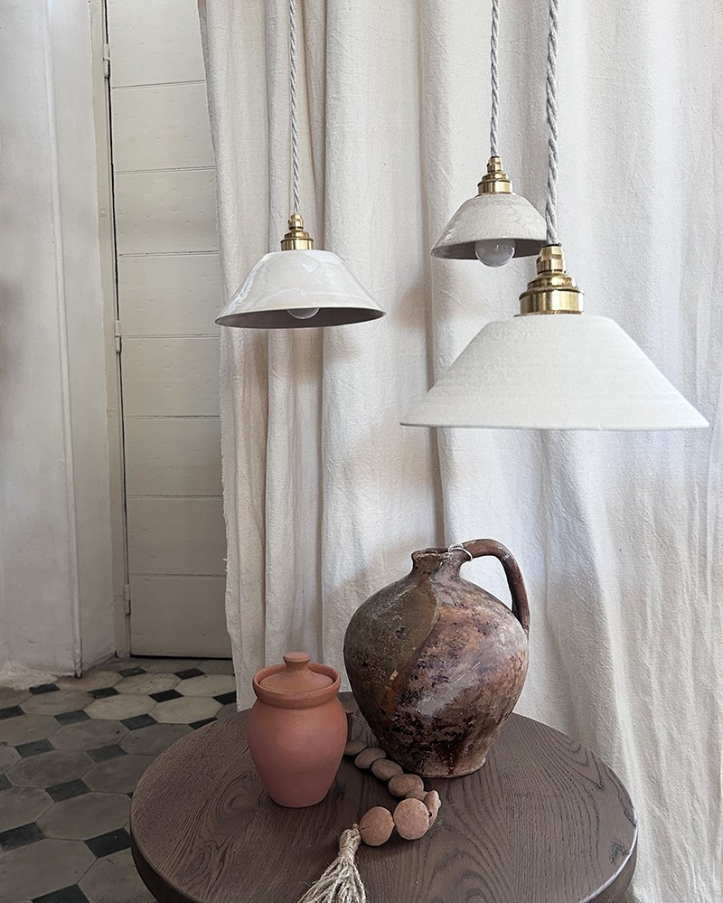 Enamelled sandstone Vanilla Pitchoune pendant lamp by Enamoura - exclusivity