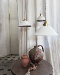 Enamelled sandstone Vanilla Pitchoune pendant lamp by Enamoura - exclusivity