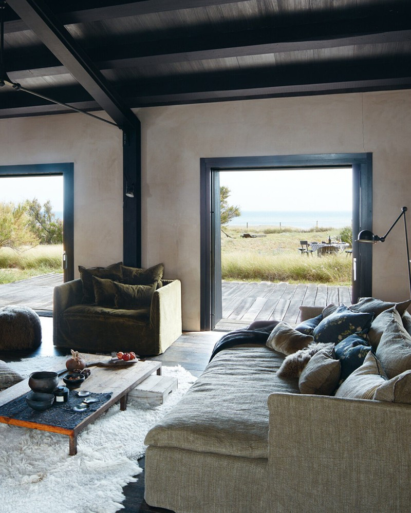 Canapé Boho 144 2pl en tissu lin & jute - Composable
