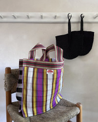 Sac shopping Stripes Rose en plastique recyclé - fait main
