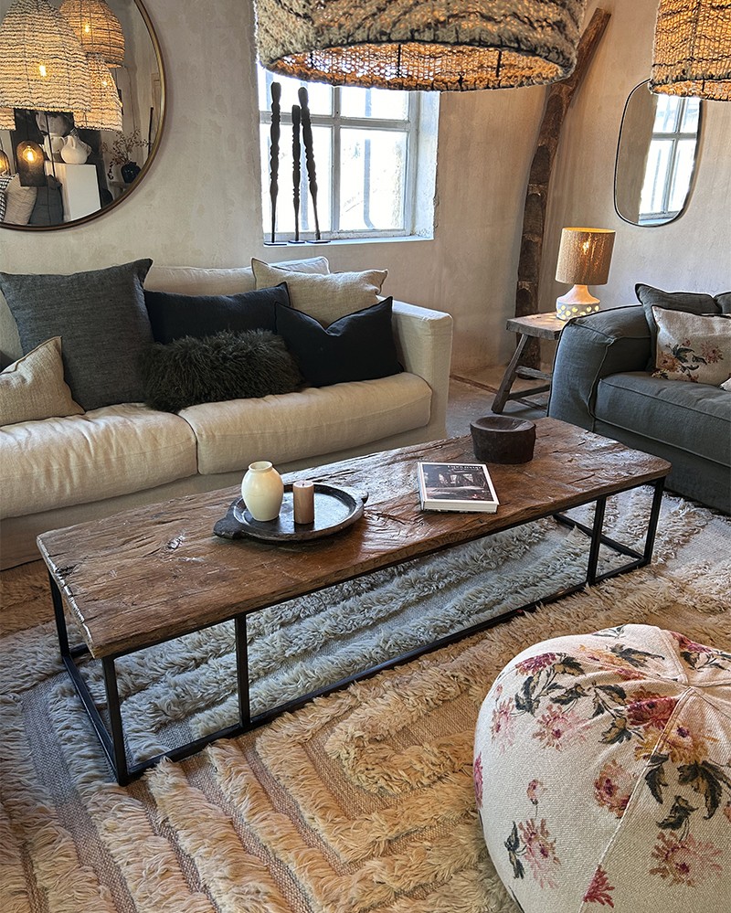 Wooden Old Coffee Table with metal table legs - unique piece