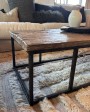 Wooden Old Coffee Table with metal table legs - unique piece