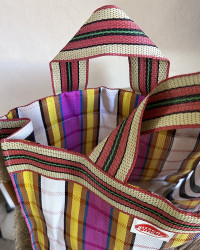 Sac shopping Stripes Rose en plastique recyclé - fait main