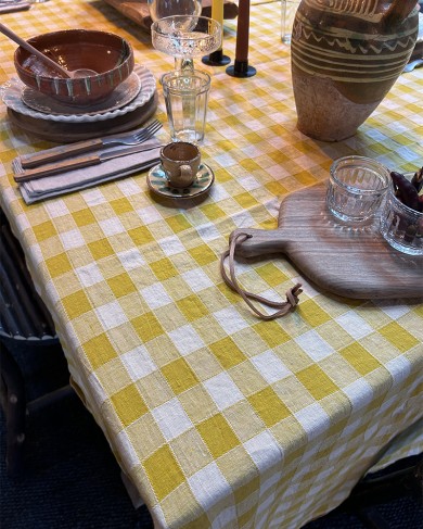 Gingham Linen/cotton Tablecloth Maison de Vacances