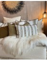 Rectangular Cyclades Embroidered Canvas Cushion in Linen by Maison de Vacances