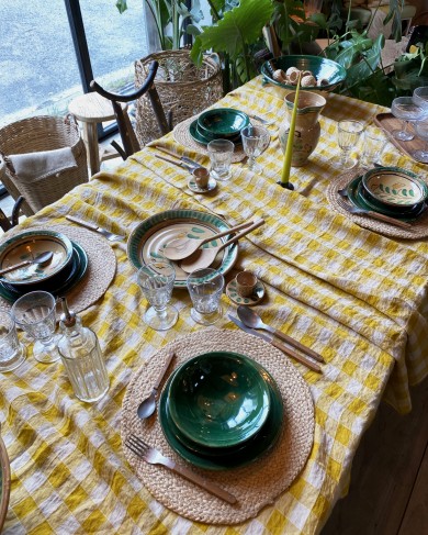 Green Ceramic Caravella Sicilian tableware - handmade