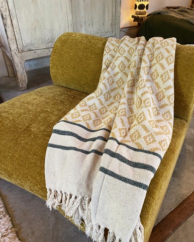 Yellow Finish Throw in recycled cotton