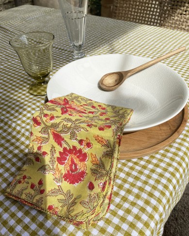 Serviette de table Pervenche à fleurs en coton par Suzette