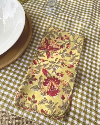Serviette de table Pervenche à fleurs en coton par Suzette