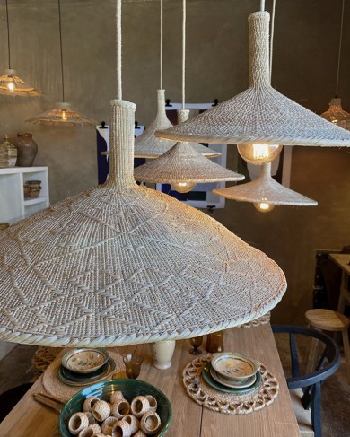Zimbabwe pendant lamp in handmade palm fiber - unique piece