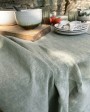 Washed Linen Eucalyptus tablecloth by La Draperie Française