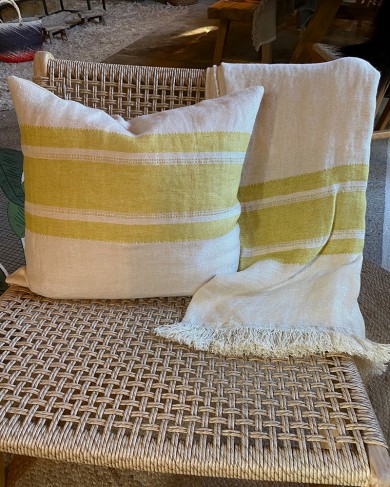 Housse de coussin & Fouta Mustard Stripe Libeco en Lin