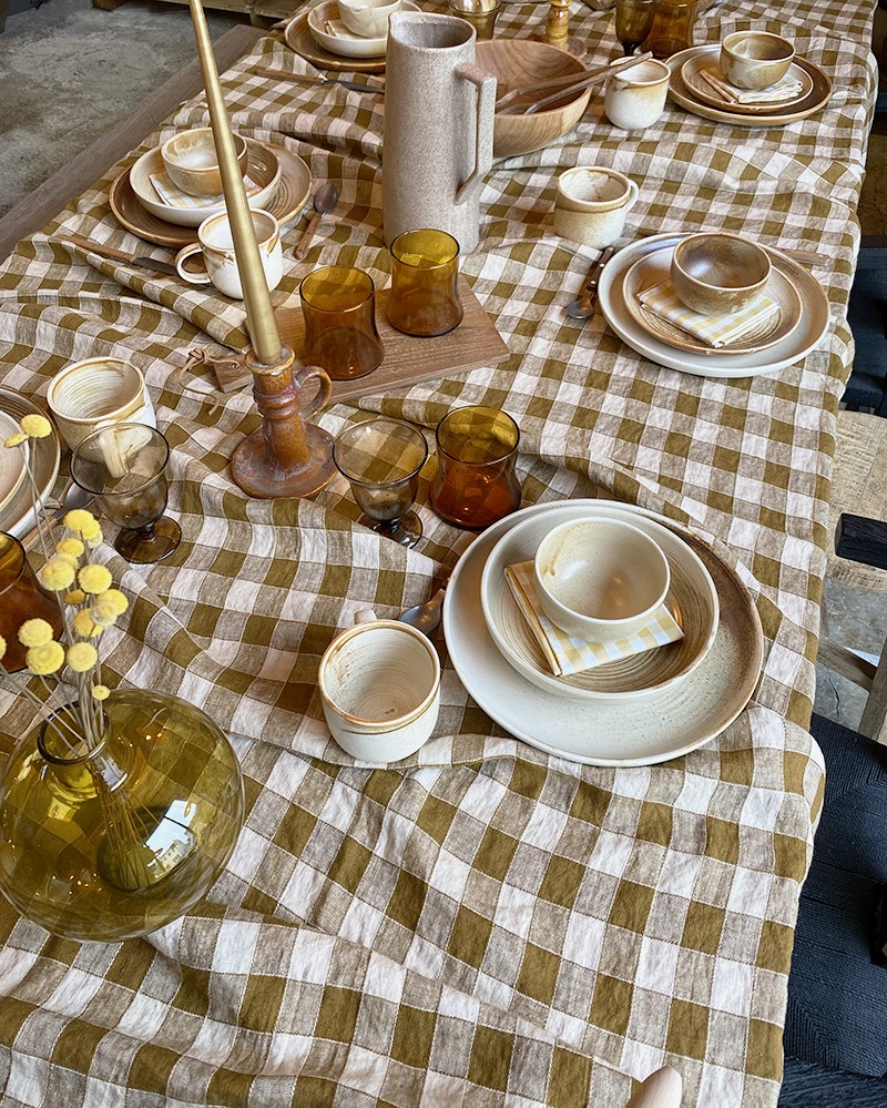 Gingham Linen/cotton Tablecloth Maison de Vacances