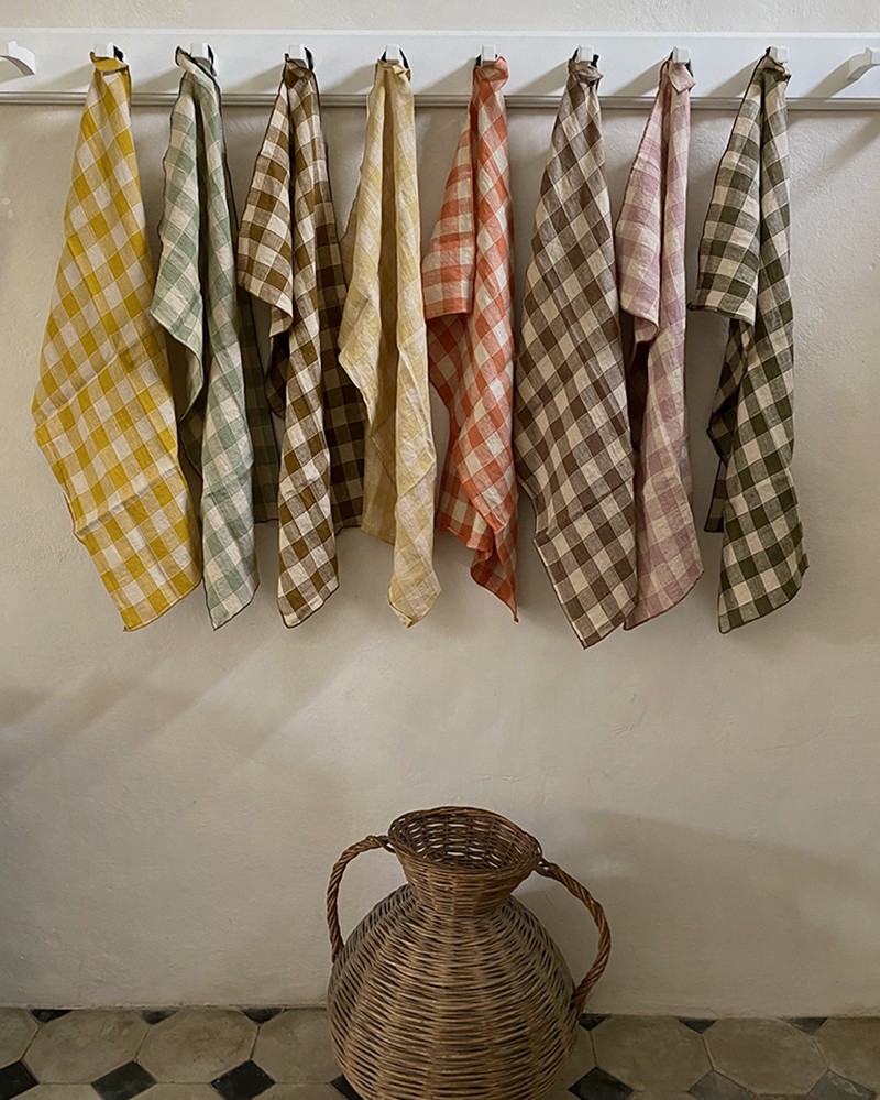 Vintage Gingham Linen Kitchen towel Maison de Vacances