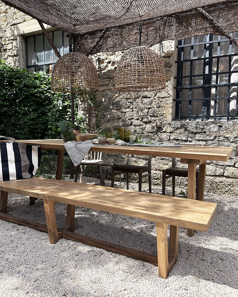 Recycled teak Babylone table