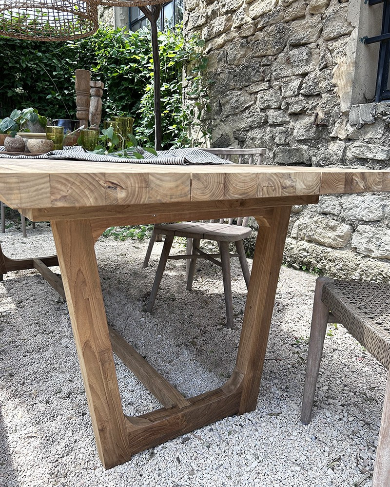 Recycled teak Babylone table