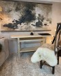 Old elm console table with shelf - unique piece