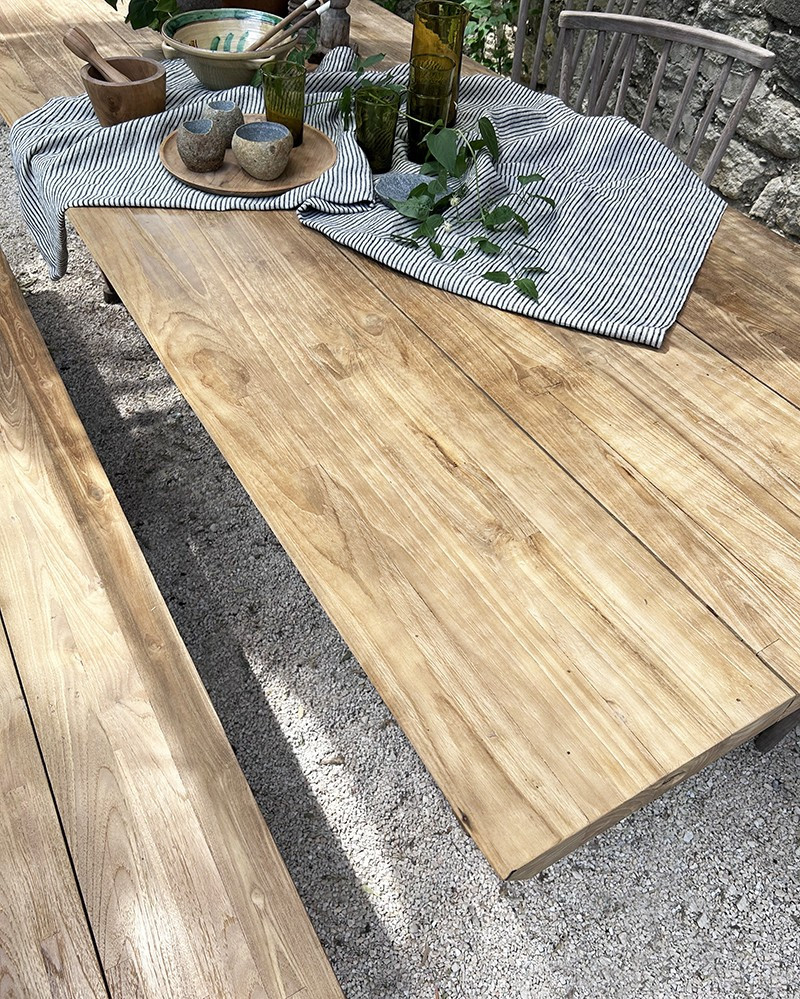 Recycled teak Babylone table