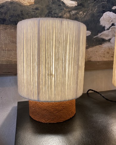 Stretched wool & terracotta sandstone Kalé Table Lamp OSH by Maison de Vacances