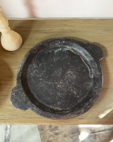 Black stone Atmosphère tray with handles - unique piece