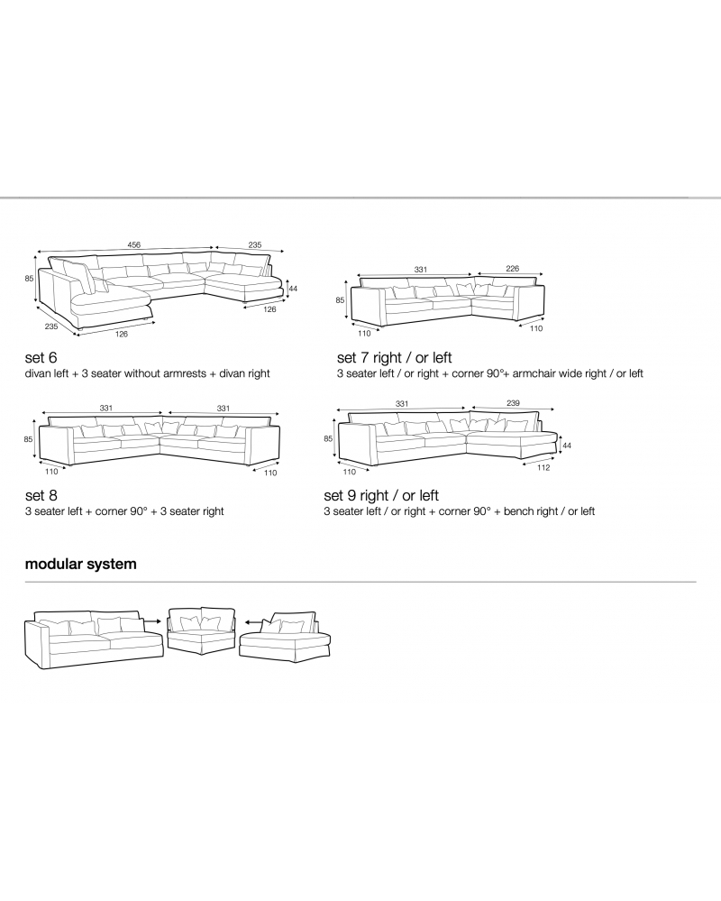 Canapé Divan Heaven 3pl en coton & lin - Composable