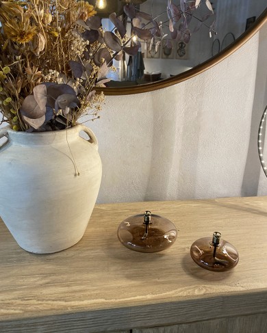 Pebble glass Candle/Oil Lamp