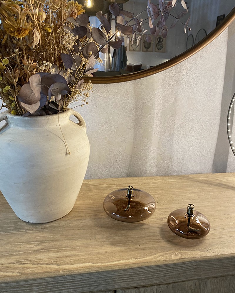 Pebble glass Candle/Oil Lamp