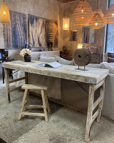Console pliante en bois recyclé blanchi