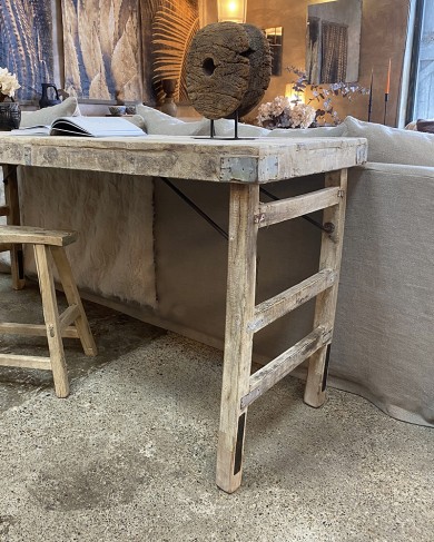 Console pliante en bois recyclé blanchi