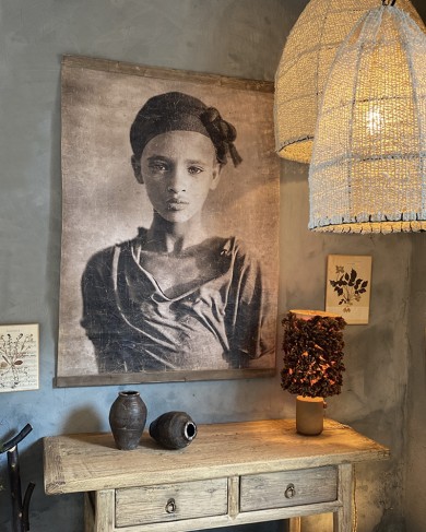 Panneau Jeune Fille Ethiopie en papier froissé