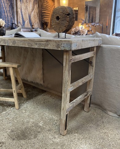 Console pliante en bois recyclé blanchi