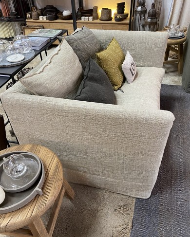 Canapé BOHO 144 2PL en tissu lin & jute