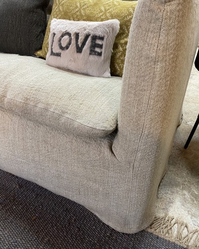 Canapé BOHO 144 2PL en tissu lin & jute