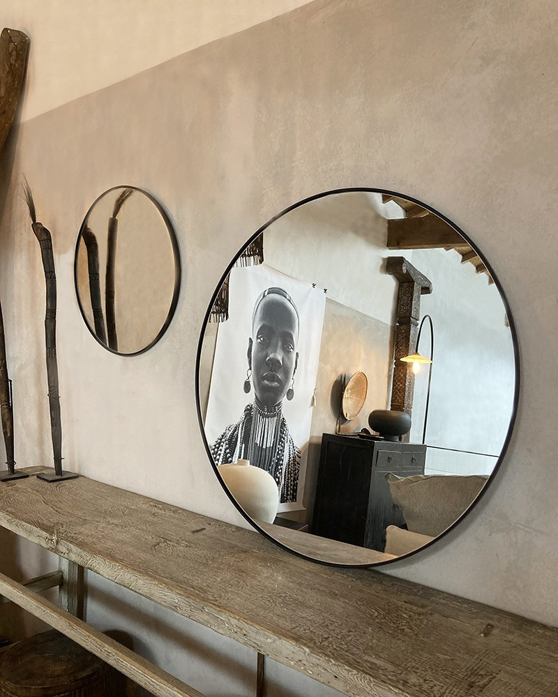 Miroir New York en métal noir