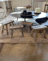 Raw elm Mini Stool Chinese - unique piece