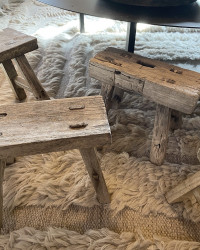 Raw elm Mini Stool Chinese - unique piece