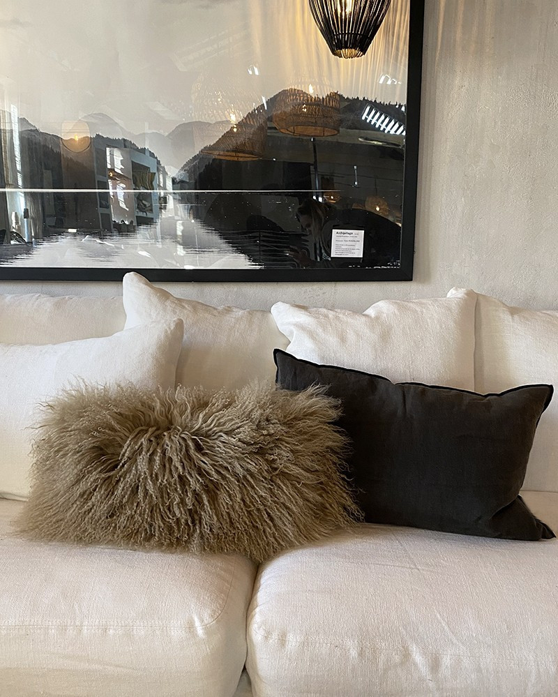 Coussin Basic rectangulaire en Chèvre du Tibet & Lin Maison de Vacances - Petit modèle