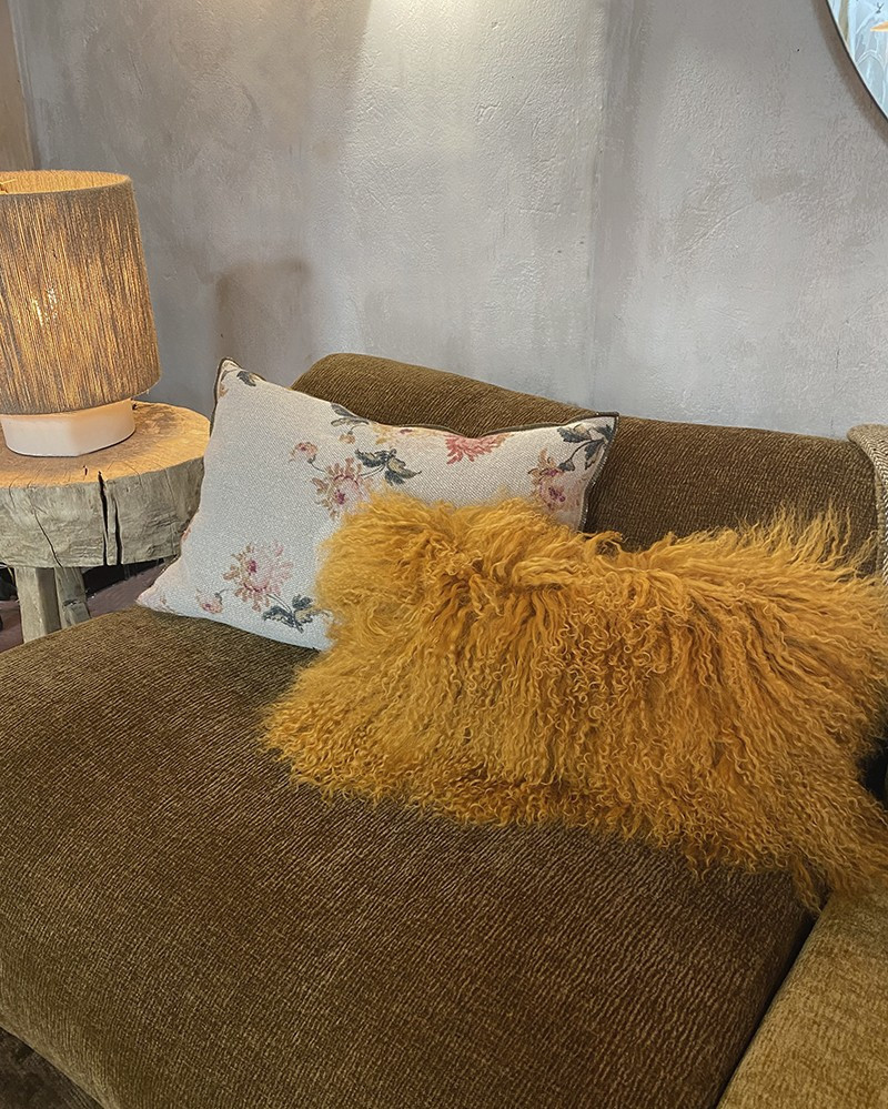 Rectangular Tibetan goat & Linen Basic Cushion Maison de Vacances - Little model
