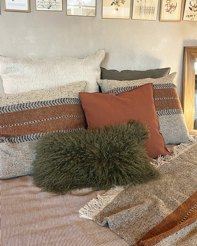 Coussin Basic rectangulaire en Chèvre du Tibet & Lin Maison de Vacances - Petit modèle