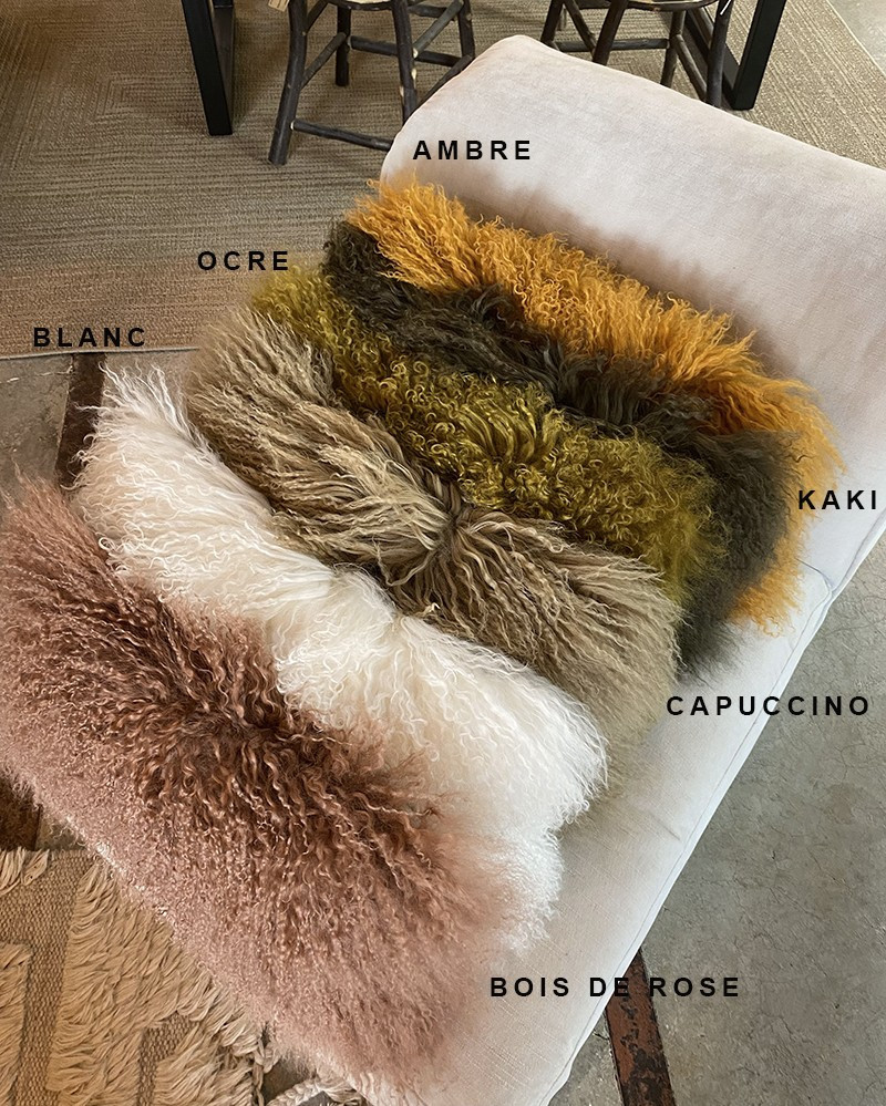 Coussin Basic rectangulaire en Chèvre du Tibet & Lin Maison de Vacances - Petit modèle