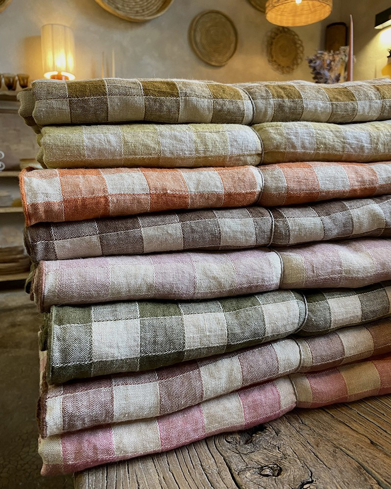 Nappe Vintage Vichy en lin par Maison de Vacances