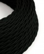 Twisted Black Fabric Electrical Cable- silk effect